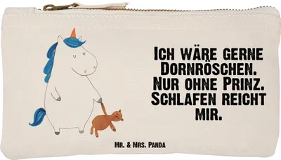 Produktbild von Mr. & Mrs. Panda Etui Einhorn Teddy Größe S Klein - Weiß - Geschenk, Mäppchen, Unicorn, Bett, Einhörner, Pouch, Täschchen, Freundin, Träumen, Make-Up Tasche, Federtasche