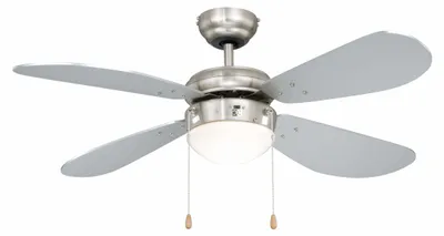 Image de Ventilateur de plafond Classic 105 cm Nickel / Argenté avec éclairage et chainettes