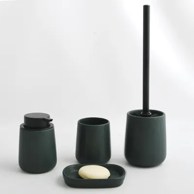 Produktbild von MSV Seifenspender "Maonie" Flüssigseifen-Spender, Fassungsvermögen 8.5 x 8.5 x 12.6 cm - matt dunkelgrün, Keramik