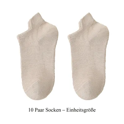 Produktbild von 10 Paar Sneaker Socken Kurze Halbsocken Atmungsaktiv Baumwolle Sportsocken, Khaki