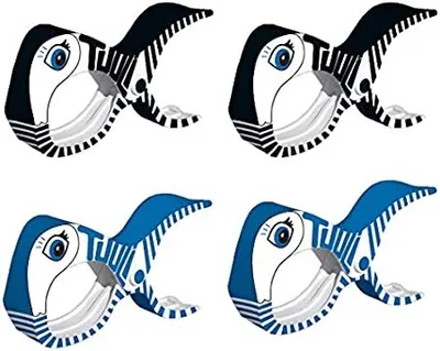 Produktbild von tuuli Große Clips Strand Klammern für Strandtuch Wäscheklammern Klammer Strandliege Yacht Kinderwagen Zubehör (2X Schwarz + 2X Blau)