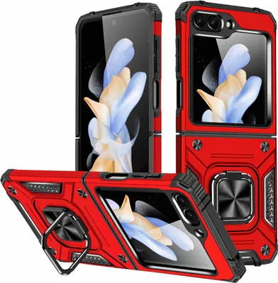 Produktbild von Für Samsung Galaxy Z Flip5 5G Armor Magnet Ring Cover Handy Hülle Tasche Rot Neu