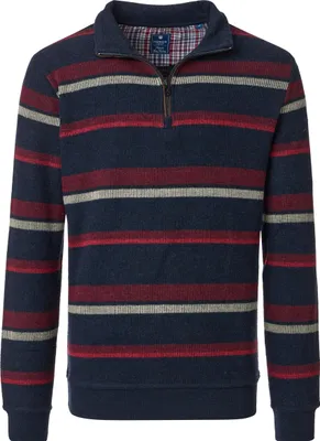 Produktbild von REDMOND Casual Herren Strick-Troyer Zipper Comfort Rot gestreift L