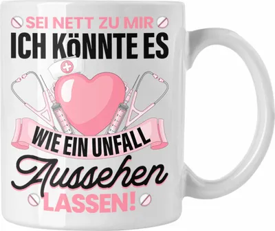 Produktbild von Trendation - Krankenschwester Tasse Geschenk Propofol Spritze Geschenk Krankenschwestern Kaffeetasse Ärtzin Arzthelferin Sei Nett Zu Mir (Weiß)