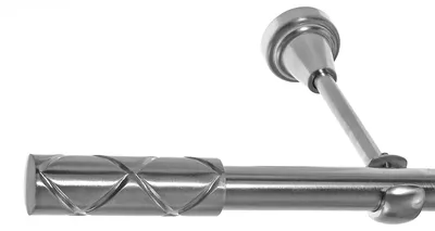 Produktbild von Gardinenstange Set Edelstahl Look Metall Ø 19mm zur Wandbefestigung 1-lauf Zylinder, Länge wählbar H18E63