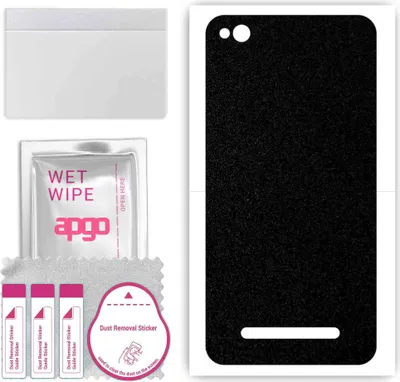 Produktbild von apgo Rückseite Schutzfolie, Skin, kompatibel mit Xiaomi Redmi 4A, Hinten Displayschutzfolie aus Vinylfolie, kratzfest, einfache Montage - Mattschwarz