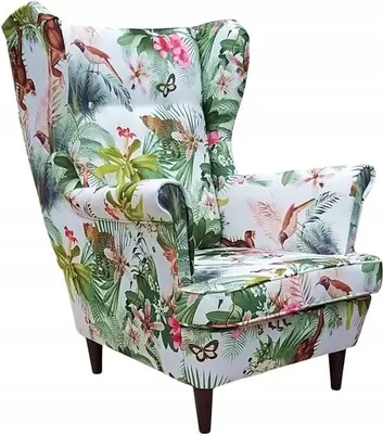 Produktbild von Family Meble Ohrensessel Print Relaxsessel Skandinavisch Bequemer Sessel Loungesessel Fernsehsessel Für Wohnzimmer Schlafzimmer Büro (GARDEN 2)