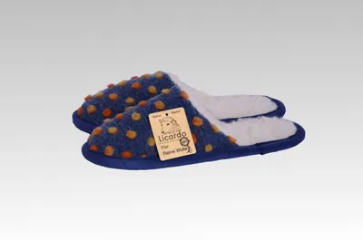 Produktbild von Hausschuhe Pantoffel Wolle Noppen blau Linke