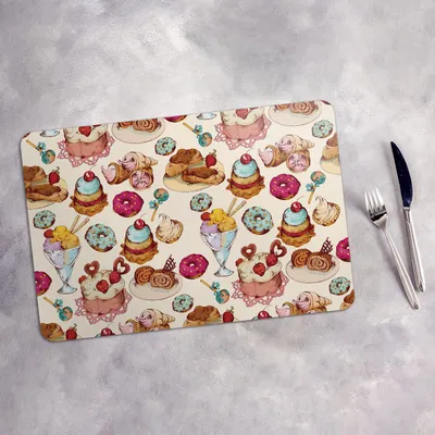 Produktbild von Tischset 6x45x30 cm Platzset Tischmatte Platzmatte Untersetzer - Süßigkeiten Bäckerei Gebäck