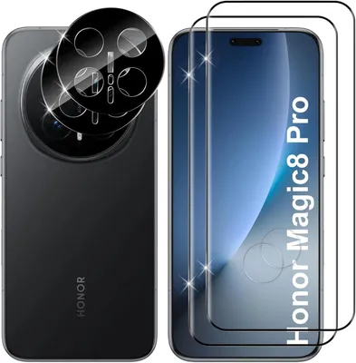 Produktbild von 2X 3D Schutzglas ( Display + Kamera ) für Honor Magic 8 Pro Full Panzerfolie 9H