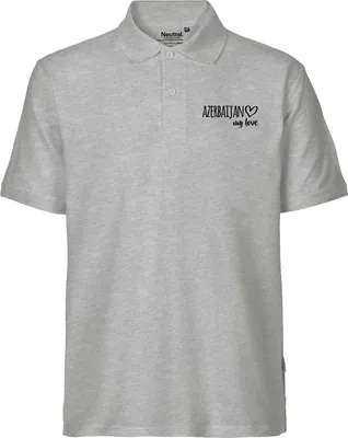Produktbild von Huuraa Herren Polo Shirt Azerbaijan my love L Sport Grey Bio Baumwolle Fairtrade Poloshirt Geschenkidee