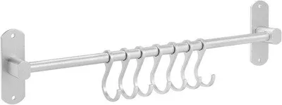 Produktbild von Küchenutensilienhalter - Küchenschienen-Hakenregal - Küchenorganisation - Ohne Bohren - 40 cm - Silber