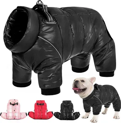 Image de Manteau d'hiver AOFITEE pour chiens de petite et moyenne taille, manteau d'hiver avec bandes réfléchissantes - Noir