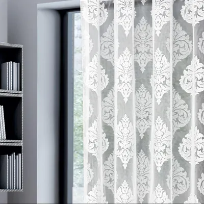 Produktbild von Fertigstore "Ornament" weiß mit Faltenband - Größe (HxB) 175x300 cm