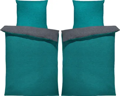 Produktbild von Winter Bettwäsche Biber Meliert Baumwolle Flanell Kuschelig Flauschig Warm Weich Modern, Größe:4 teilig 135x200 cm, Farbe:petrol / anthrazit