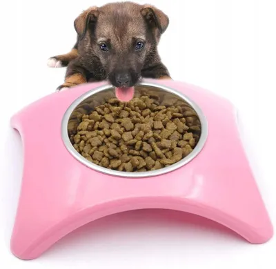 Produktbild von Metallnapf für Hund und Katze auf Ständer 350ml rosa