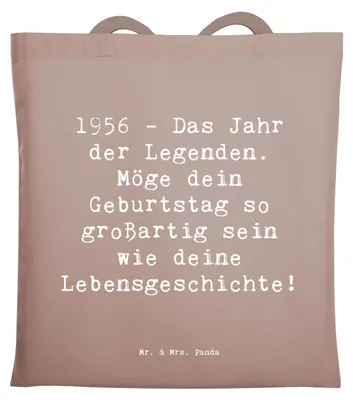 Produktbild von Mr. & Mrs. Panda Uni Tasche Spruch 1956 Geburtstag - Braun Pastell - Geschenk, Shopping, unvergesslicher, Tote Bag, Laptoptasche, Geburtsjahr, Baumwollbeutel, Schultasche