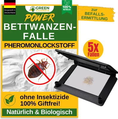 Produktbild von Bettwanzenfalle mit Lockstoff -5x Fallen- Natur Mittel gegen Bettwanze,Bettwanzen Bekämpfung mit Bettwanzen Falle,Pheromonfallen für Schlafzimmer uvm