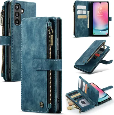 Immagine prodotto di Custodia Galaxy A24 4G, Flip Pelle Zip Stand Funzione Custodia protettiva per Samsung Galaxy A24 4G Blu