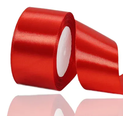 Produktbild von Satinschleife, rot, 50 mm Breite, 22 Meter. Dekoratives Geschenkband, breit