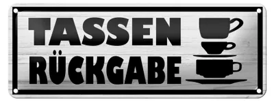 Produktbild von Blechschild Hinweis 27x10 cm Tassen Rückgabe Dekoration
