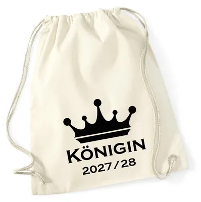 Produktbild von Huuraa Turnbeutel Königin 2027/28 Krone Schüztenkönigin 12 Liter Natural Baumwolle Rucksack Geschenkidee