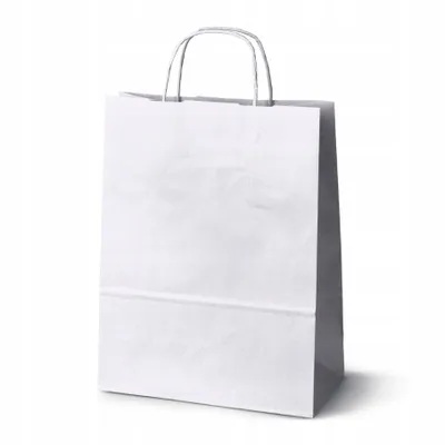 Image de Sac en papier écologique blanc, sac de courses avec poignées torsadées, lot de 25