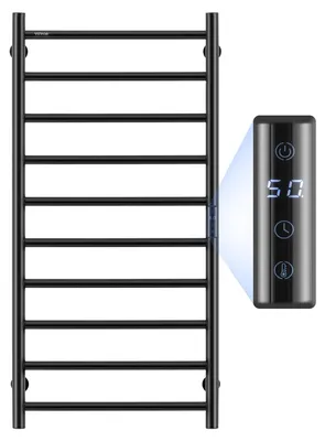 Immagine prodotto di Asciugamani elettrico - Radiatore per asciugamani - Asciugatore per asciugamani - Radiatore da bagno - Montaggio a parete - Colore: nero opaco