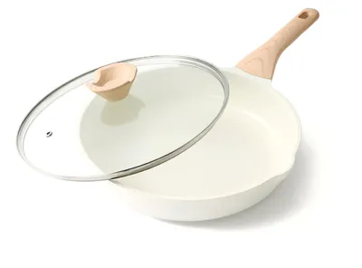Zdjęcie produktu dla Patelnia ceramiczna indukcyjna o średnicy 28 cm z pokrywką - zdrowa i nieprzywierająca