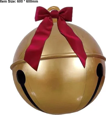Image de boule de Noël gonflable de 23,6 pouces en PVC grandes décorations Jingle Bell Bow pour le jardin Yard gazon extérieur