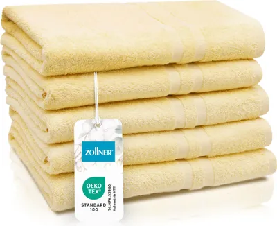 Produktbild von 5er Set Duschtücher, 70x140 cm, 100% Baumwolle, gelb