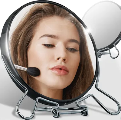 Produktbild von Kosmetikspiegel Schminkspiegel Vergrößerungsspiegel mit 2x Vergrößerung Tischspiegel Make-Up Kosmetik Spiegel Schwarz Retoo