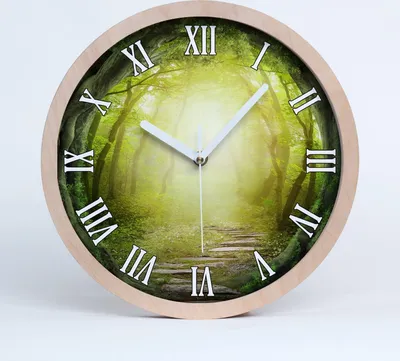 Produktbild von Holzuhr 30fi cm wanduhr - weiße Spitzen - Tunnel der Bäume