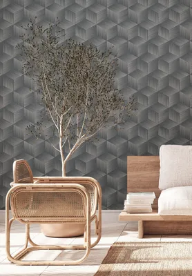 Produktbild von A.S. Création Tapete Natural Living 385064 Schwarz Satin 3D Tapete Wandtapete