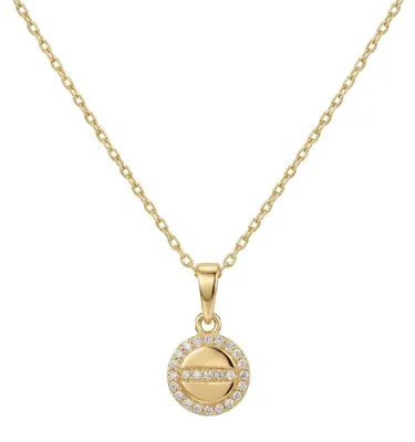 Produktbild von 375 Echtgold Halskette mit Zirkonia Kreisanhänger Damen