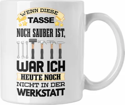 Produktbild von Trendation - Werkstatt Tasse KFZ Mechaniker Mechatroniker Geschenkidee (Weiß)