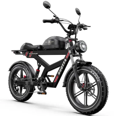 Produktbild von Draixcor E-Bike Cityrad F20 250W Motor, 52V/27Ah 1404Wh Akku, 140km Reichweite, 20×4,0 Zoll, Shimano 7-Gang, Hydraulikbremsen, GPS-App, Schwarz