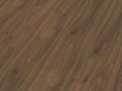 Produktbild von Meister | 2,265 m² | Dunkelbraun 8mm Designboden Landhausdiele Nussbaum Amore 6389, Wasserfester Vinylboden mit Puretec Oberfläche, PVC Frei, Für Fussbodenheizung, Nutzungsklasse 23 33, Maxiclic Klicksystem