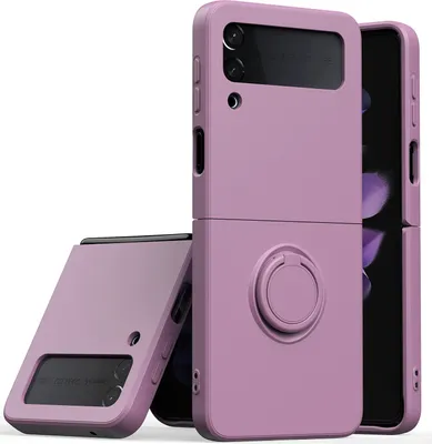 Produktbild von Samsung Z Flip 3 2021 Handyhülle, Ring Halter Ständer Kratzfeste Weiche Silikon schutzhülle für Samsung Galaxy Z Flip 3 5G Lila