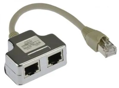 Obrázek produktu pro Rozbočovací adaptér RJ45 cat.5e stíněný FTP 2 zásuvky / 1 zástrčka