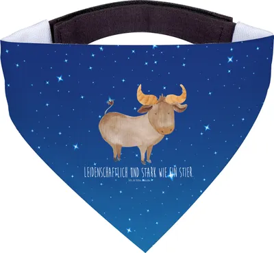 Produktbild von Mr. & Mrs. Panda Hundehalstuch Sternzeichen Stier - Sternenhimmel Blau - Geschenk, Halstuch Für Hunde, Ochse, Hund, Geburtstag April, Rind, Mai, Hundeschal