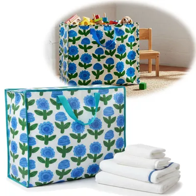 Produktbild von LS-LebenStil XXL Jumbo Bag Florenz Blumen 55cm Kunststoff Aufbewahrungstasche Einkaufstasche