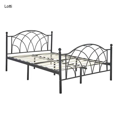 Obrázek produktu pro Lotti kovový postelový rám s roštem jako dárek, ve více rozměrech a barvách - černý 160x200 cm