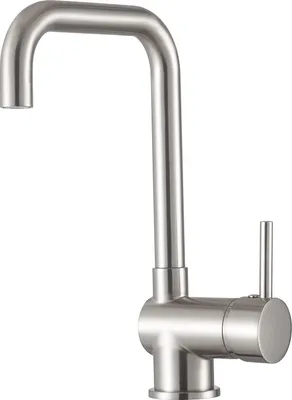 Produktbild von sanicomfort Küchenarmatur PRAG Edelstahl – Niederdruck Spültischarmatur mit Einhebelmischer & 360° schwenkbarem Auslauf – Wasserhahn für Küche, geeignet für Boiler & Untertischgeräte