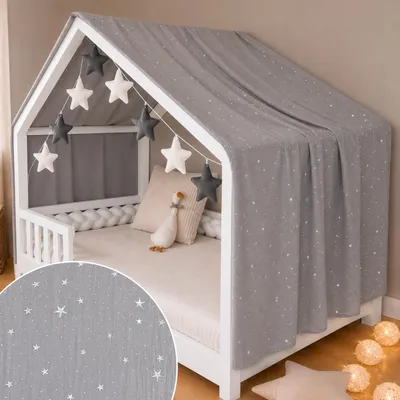 Productafbeelding van Hemeltje voor kinderbed, gemaakt van mousseline, 100% katoen, 130 x 320 cm