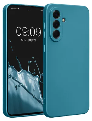 Produktbild von kwmobile Handyhülle für Samsung Galaxy A56 5G Hülle - weiche Silikon Case metallisch schimmernd - Schutzhülle Cover - Metallic Karibikblau