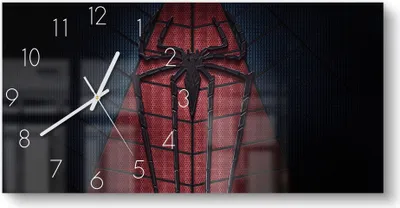 Produktbild von DEQORI Glasuhr 60x30 cm Zahlen 'Spider-Man Nahaufnahme' Wanduhr Glas Uhr Design leise