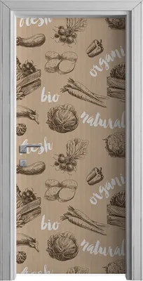 Produktbild von Tür Selbstklebende 90x210 cm Türfolie Türtapete Klebefolie - Gemüse retro Essen