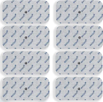 Produktbild von axion® Elektrodenpads passend zu Sanitas, Beurer - 10x5cm, 3.5mm Druckknopfanschluss, 8 St.,selbstklebende TENS EMS Elektroden für TENS EMS Geräte