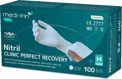 Produktbild von Medi-Inn PRO Nitril Clinic Perfect Recovery Einmalhandschuhe (S, 100 Stück)